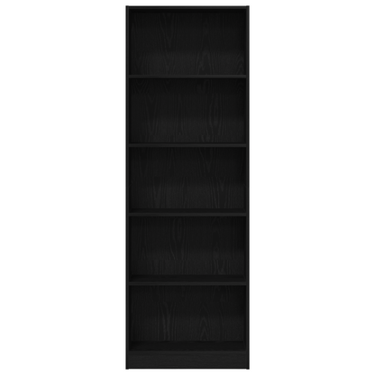 Bookshelf Black Oak 60 x 24 x 176 cm Engineered Wood