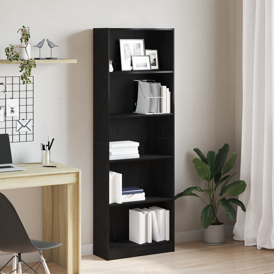 Bookshelf 60 x 24 x 176 cm Engineered Wood Black Oak