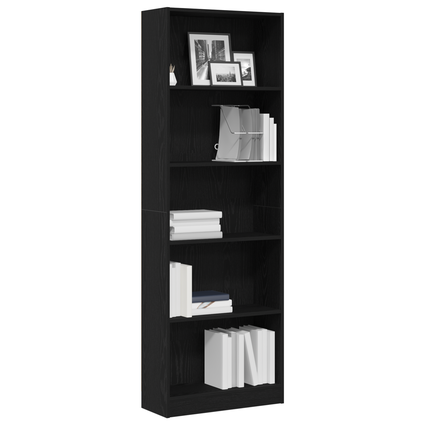 Bookshelf 60 x 24 x 176 cm Engineered Wood Black Oak