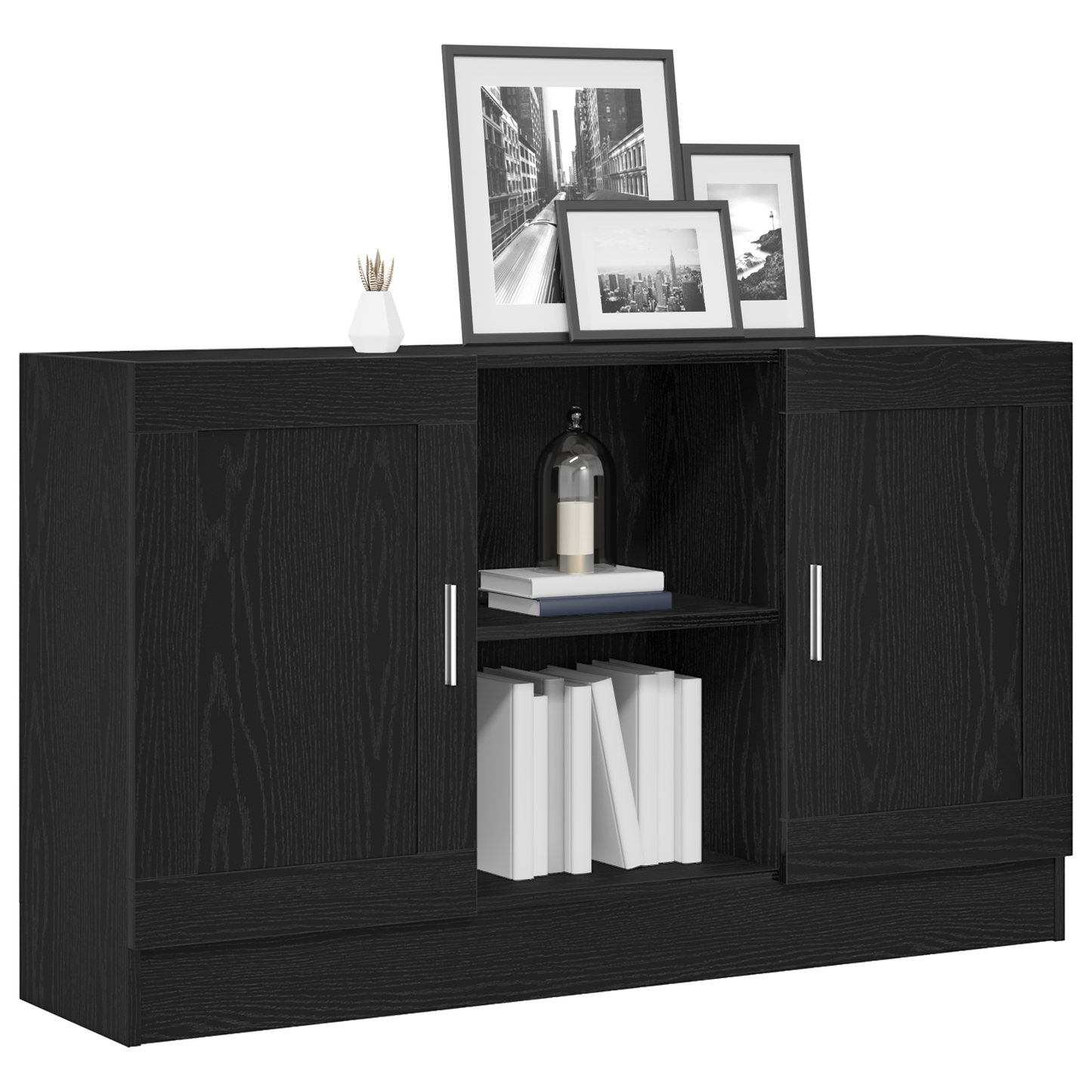 Sideboard Black Oak 120 x 30.5 x 70 cm Engineered Wood