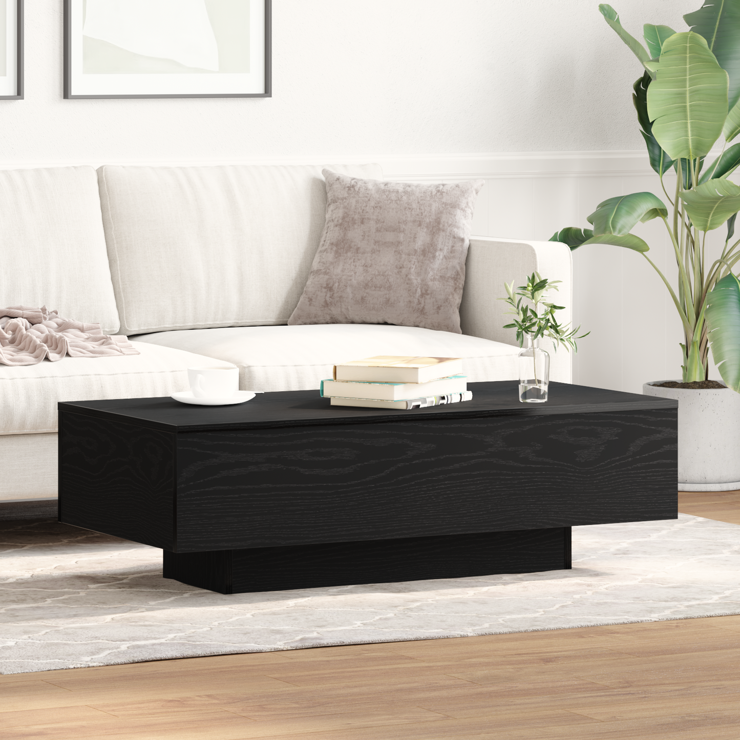 Coffee Table Black Oak 100 x 49.5 x 31 cm Engineered Wood