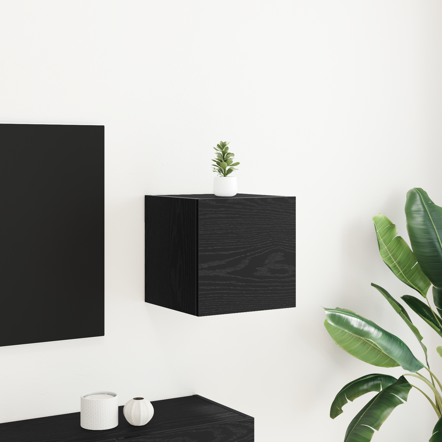 Wall Mounted TV Cabinet Black Oak 30.5 x 30 x 30 cm