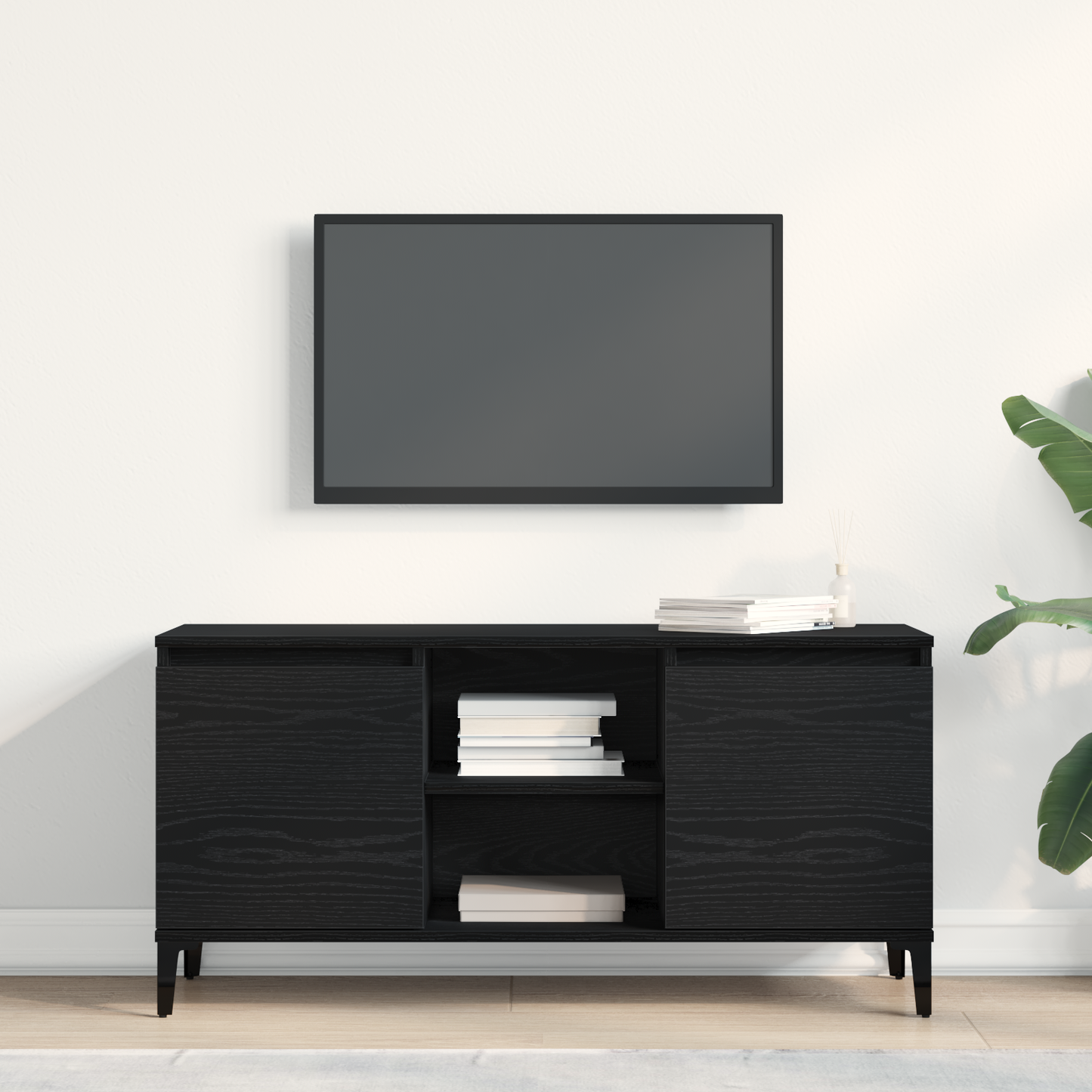 TV Cabinet Black Oak 102 x 35 x 50 cm Engineered Wood