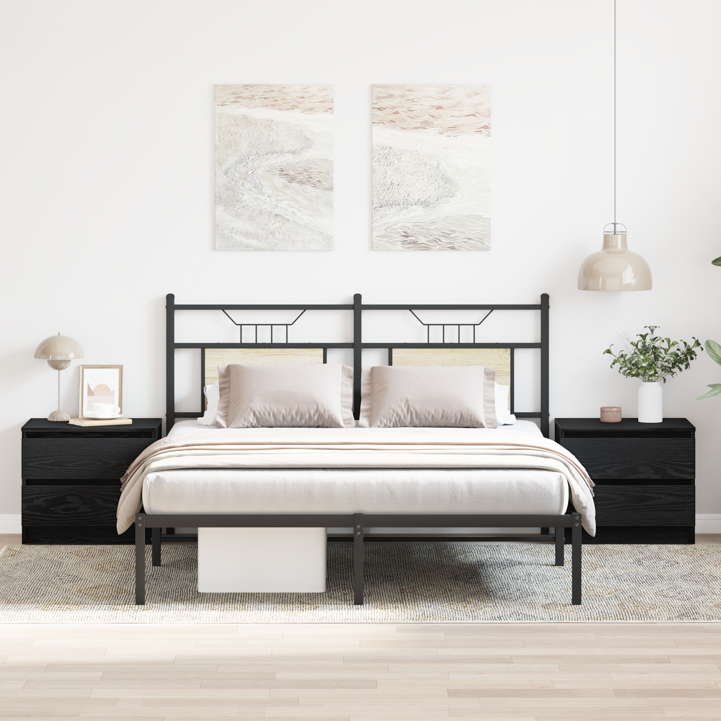 Bedside Cabinet with Drawer 2 pcs Black Oak 50 x 40 x 43.5 cm
