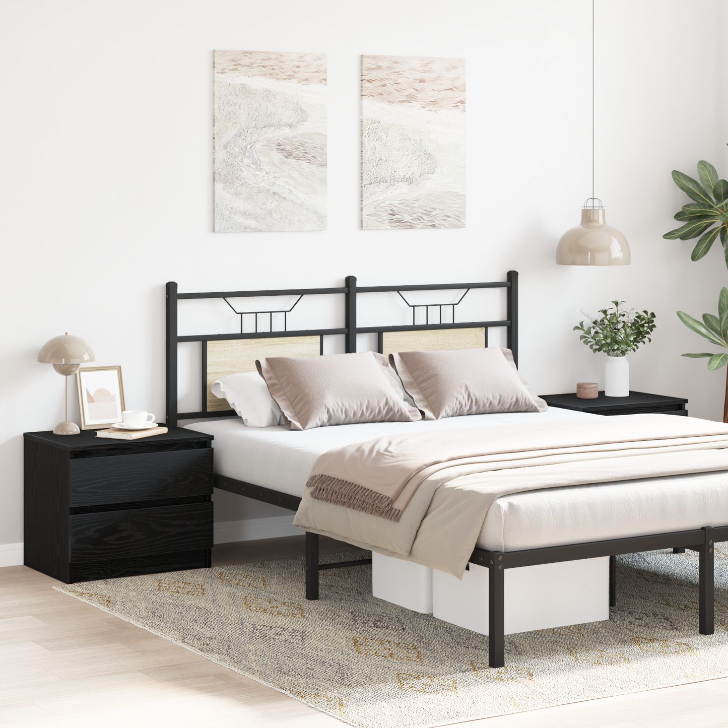 Bedside Cabinet with Drawer 2 pcs Black Oak 50 x 40 x 43.5 cm