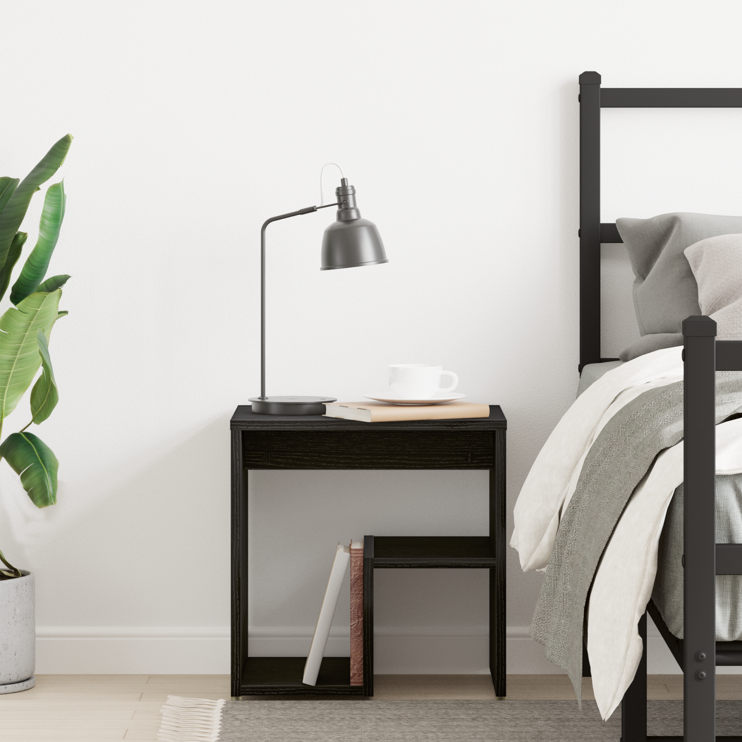Bedside Cabinet Black Oak 40 x 30 x 40 cm Engineered Wood