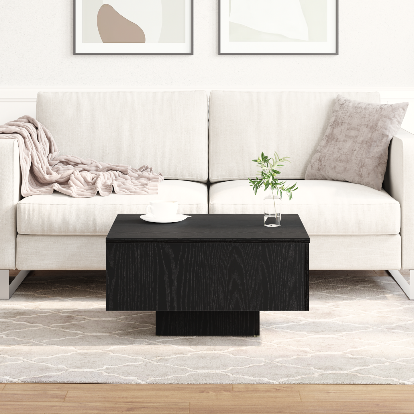 Coffee Table Black Oak 60 x 60 x 31.5 cm Engineered Wood