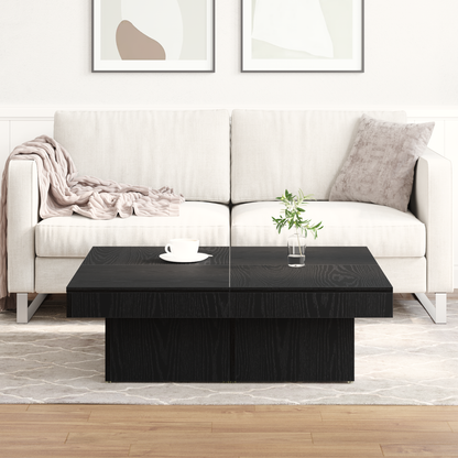 Coffee Table Black Oak 90 x 90 x 28 cm Engineered Wood