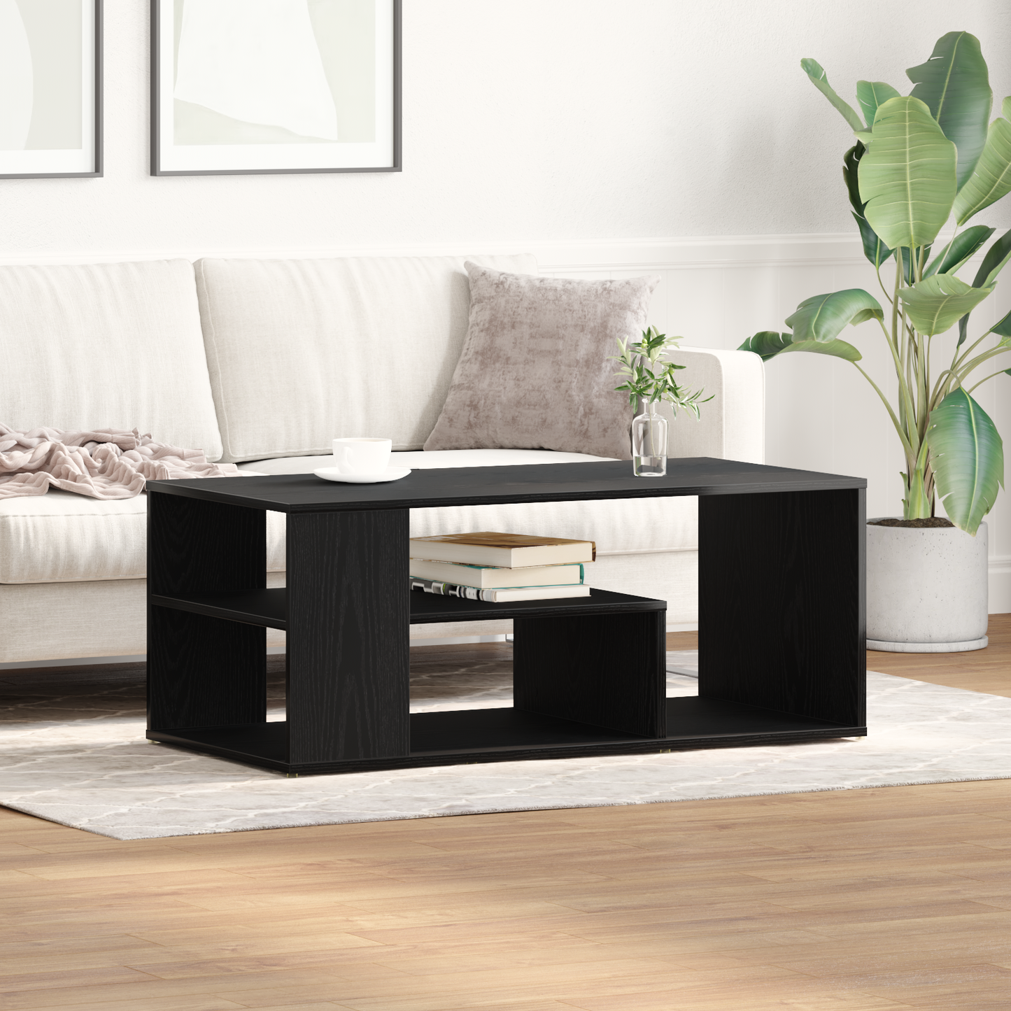 Coffee Table Black Oak 100 x 50 x 40 cm Engineered Wood