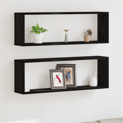 Wall Shelves 2 pcs Black Oak 80 x 15 x 26 cm Engineered Wood