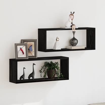 Wall Shelves 2 pcs Black Oak 60 x 15 x 23 cm Engineered Wood