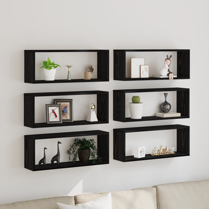 Wall Shelves 6 pcs Black Oak 60 x 15 x 23 cm Engineered Wood