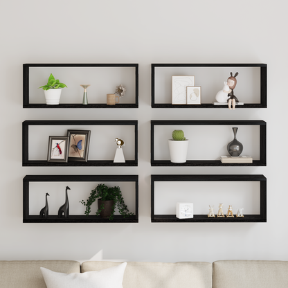 Wall Shelves 6 pcs Black Oak 60 x 15 x 23 cm Engineered Wood