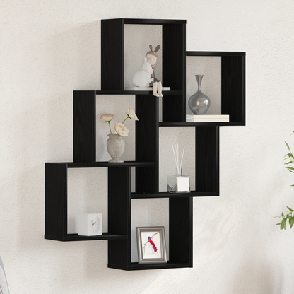 Wall Shelf with Shelf Black Oak 78 x 15 x 93 cm Engineered Wood