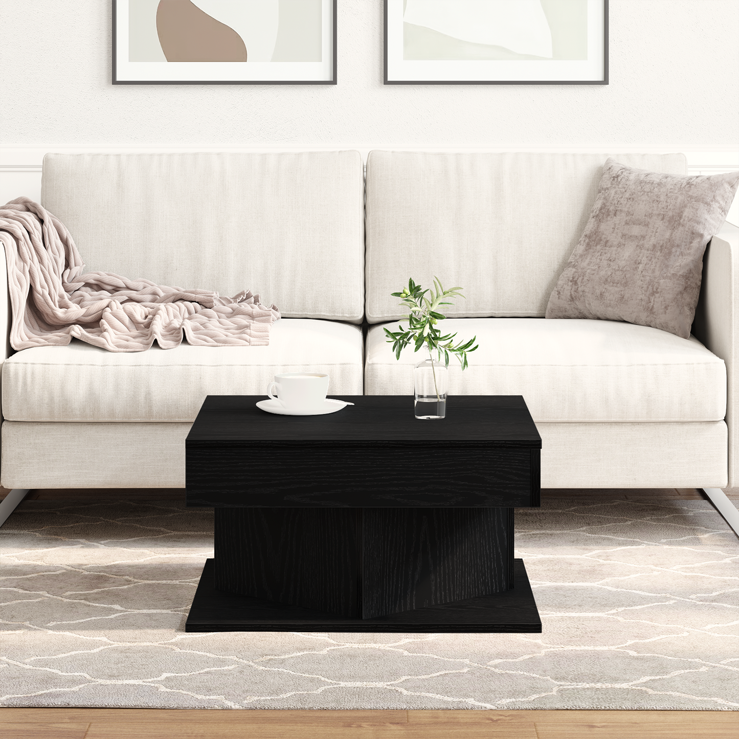 Coffee Table Black Oak 57 x 57 x 30 cm Engineered Wood