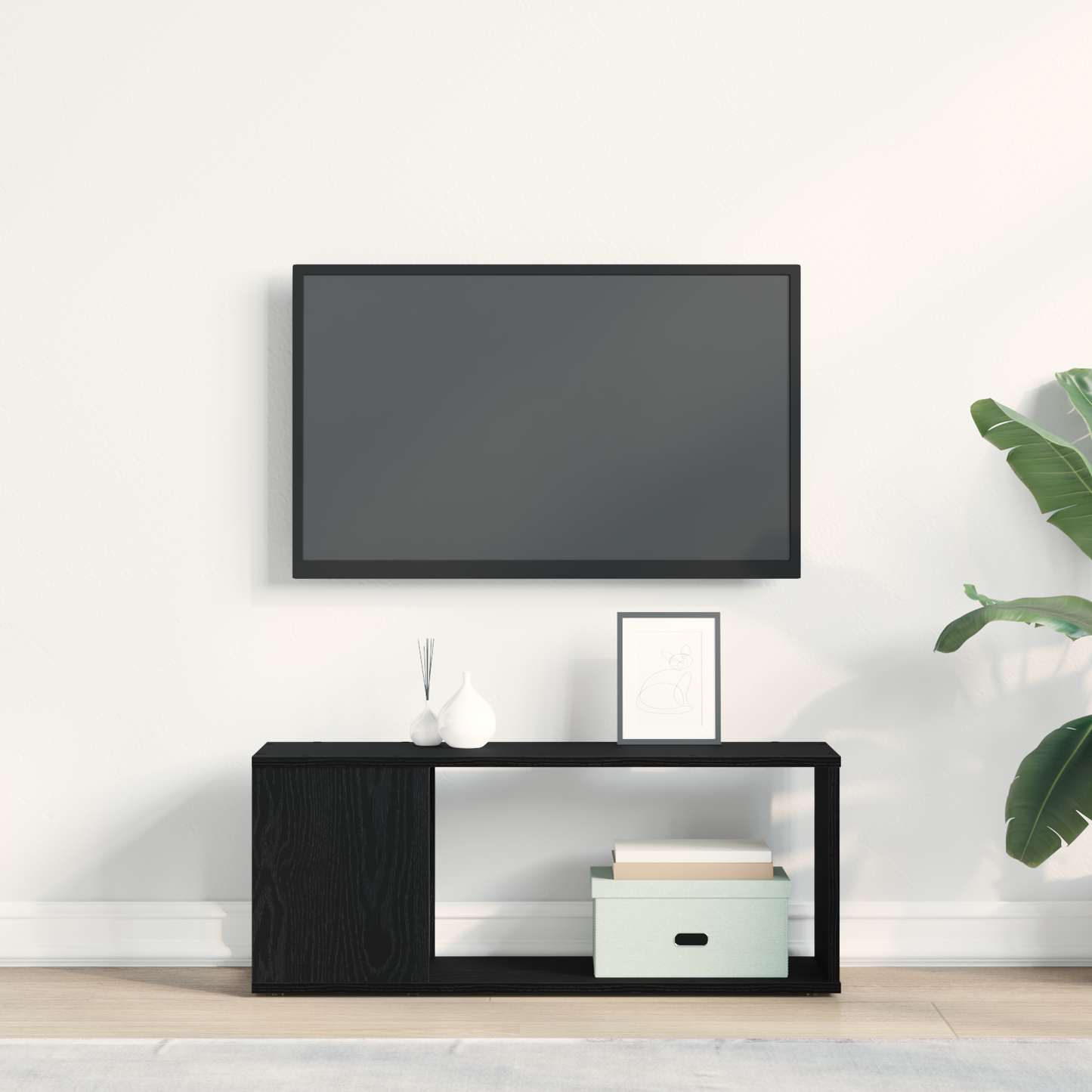 TV Cabinet Set Black Oak 80 x 24 x 32 cm Engineered Wood