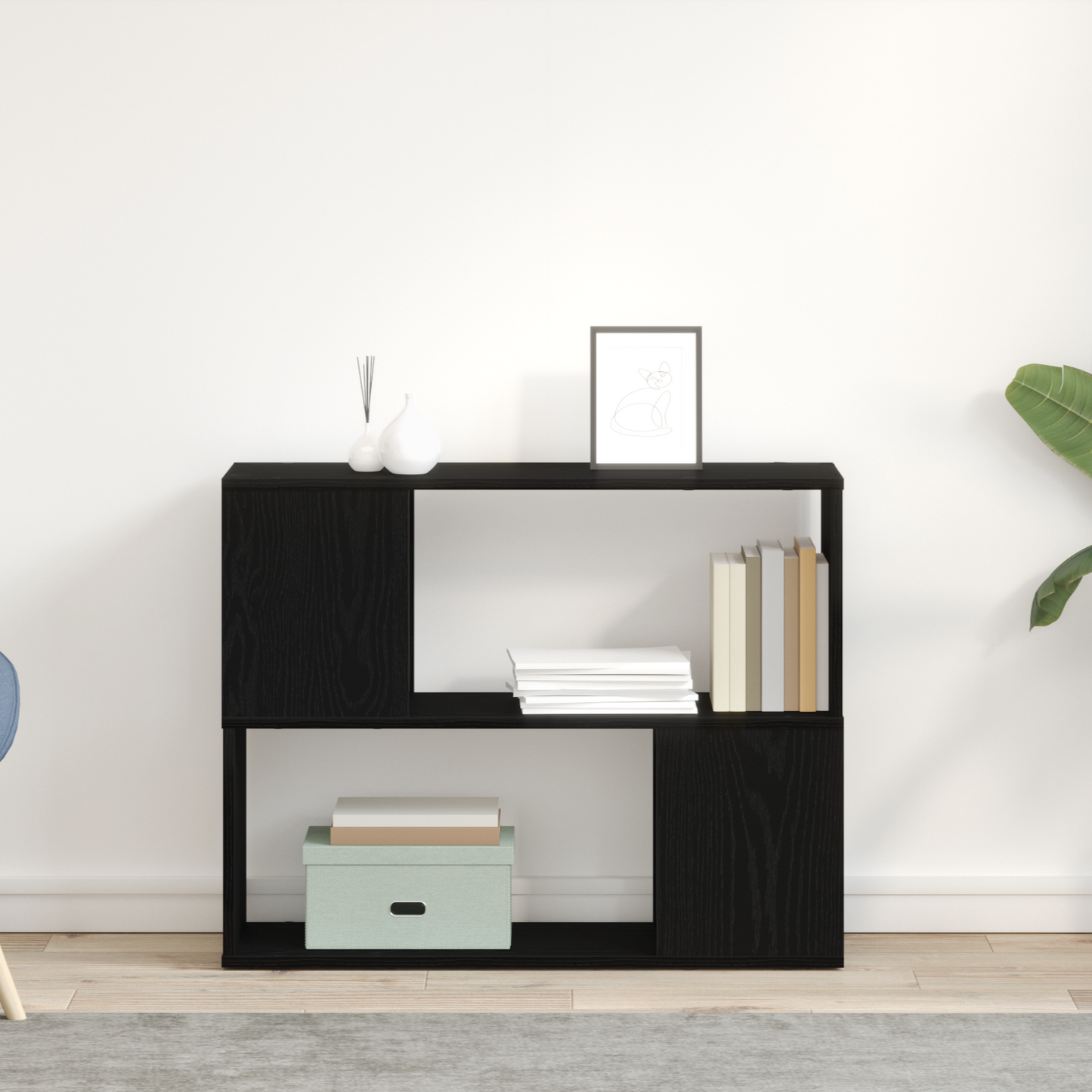 TV Cabinet Set Black Oak 80 x 24 x 63 cm Engineered Wood
