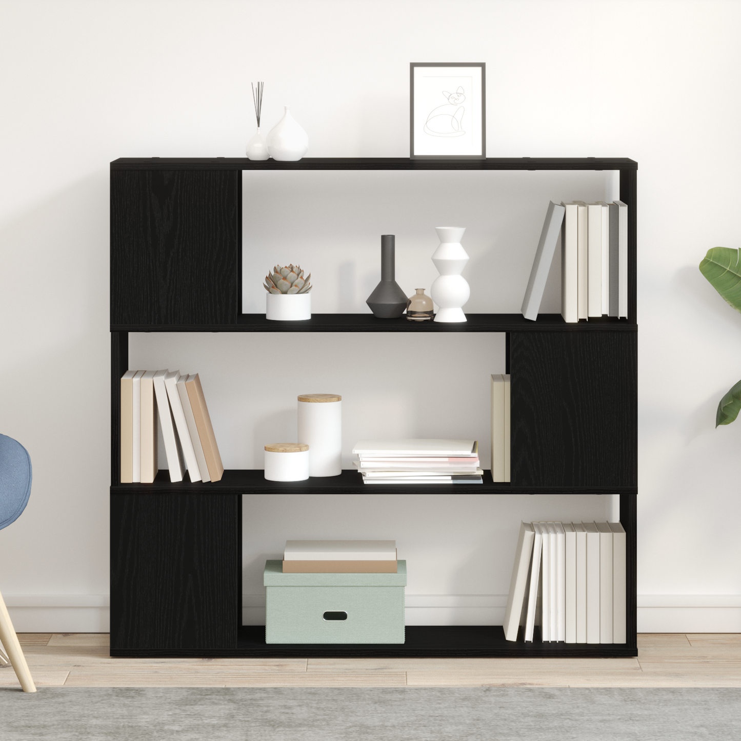 TV Cabinet Set Black Oak 100 x 24 x 94 cm Engineered Wood