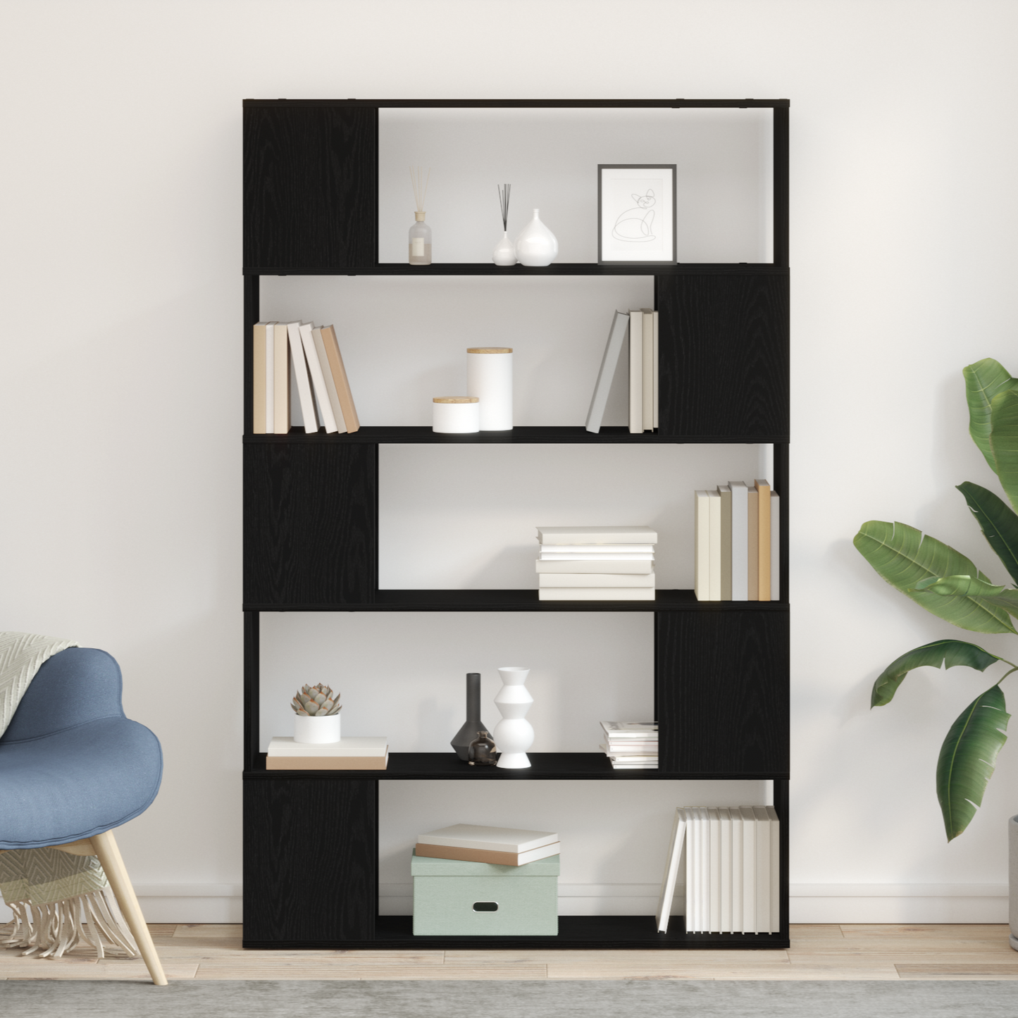 TV Cabinet Set Black Oak 100 x 24 x 155 cm Engineered Wood