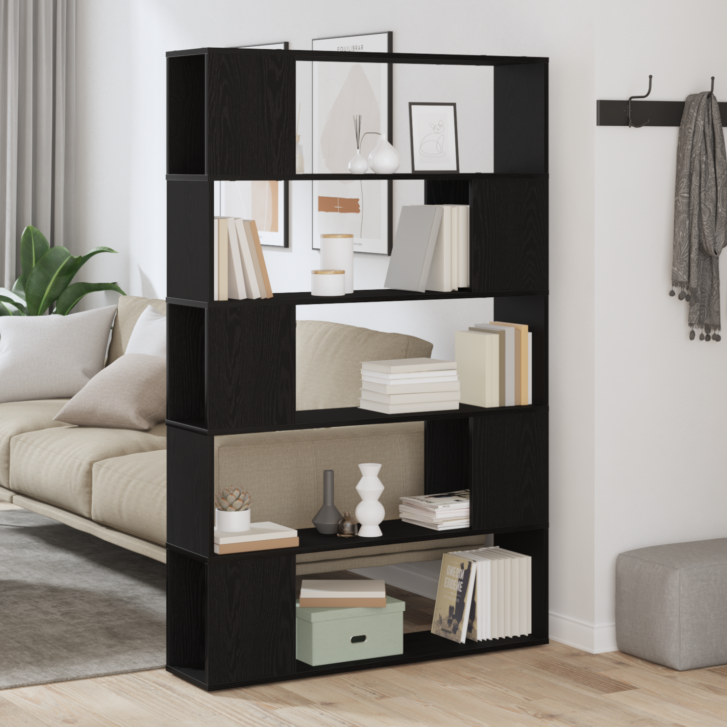 TV Cabinet Set Black Oak 100 x 24 x 155 cm Engineered Wood