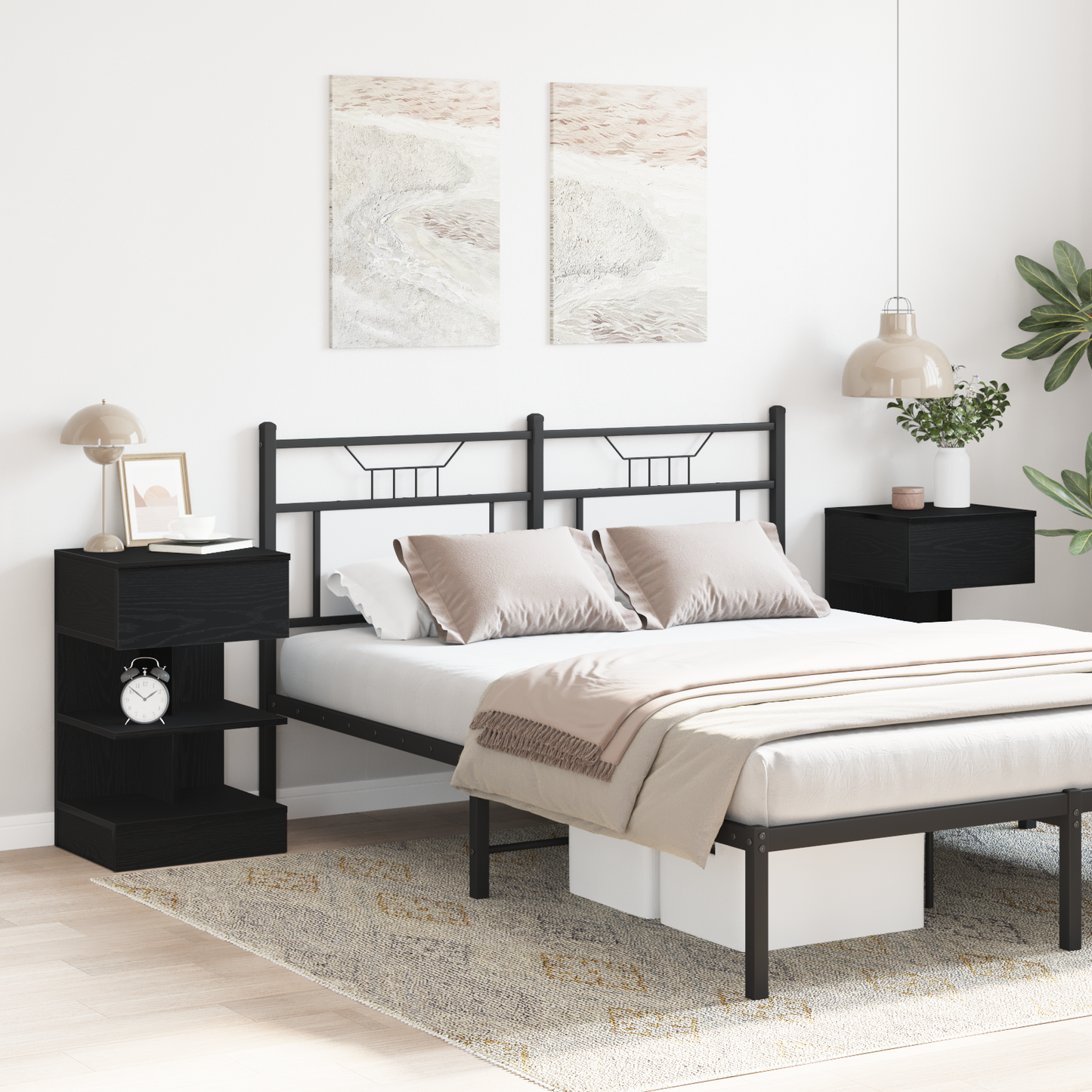 Bedside Cabinet 2 pcs Black Oak 40 x 35 x 65 cm Engineered Wood