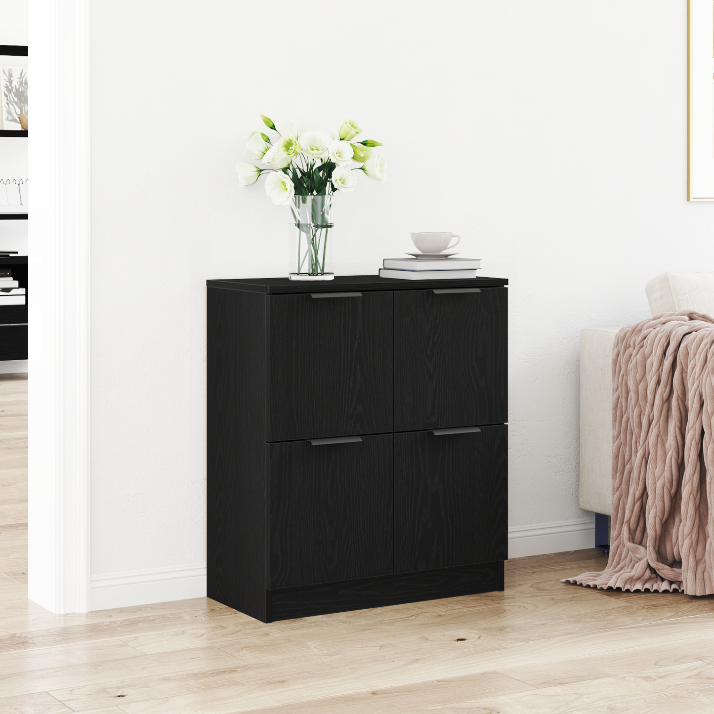Sideboard Black Oak 60 x 30 x 70 cm Engineered Wood