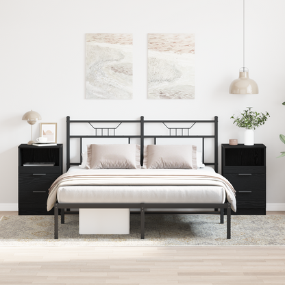Bedside Cabinet 2 pcs Black Oak 40 x 35 x 65 cm Engineered Wood