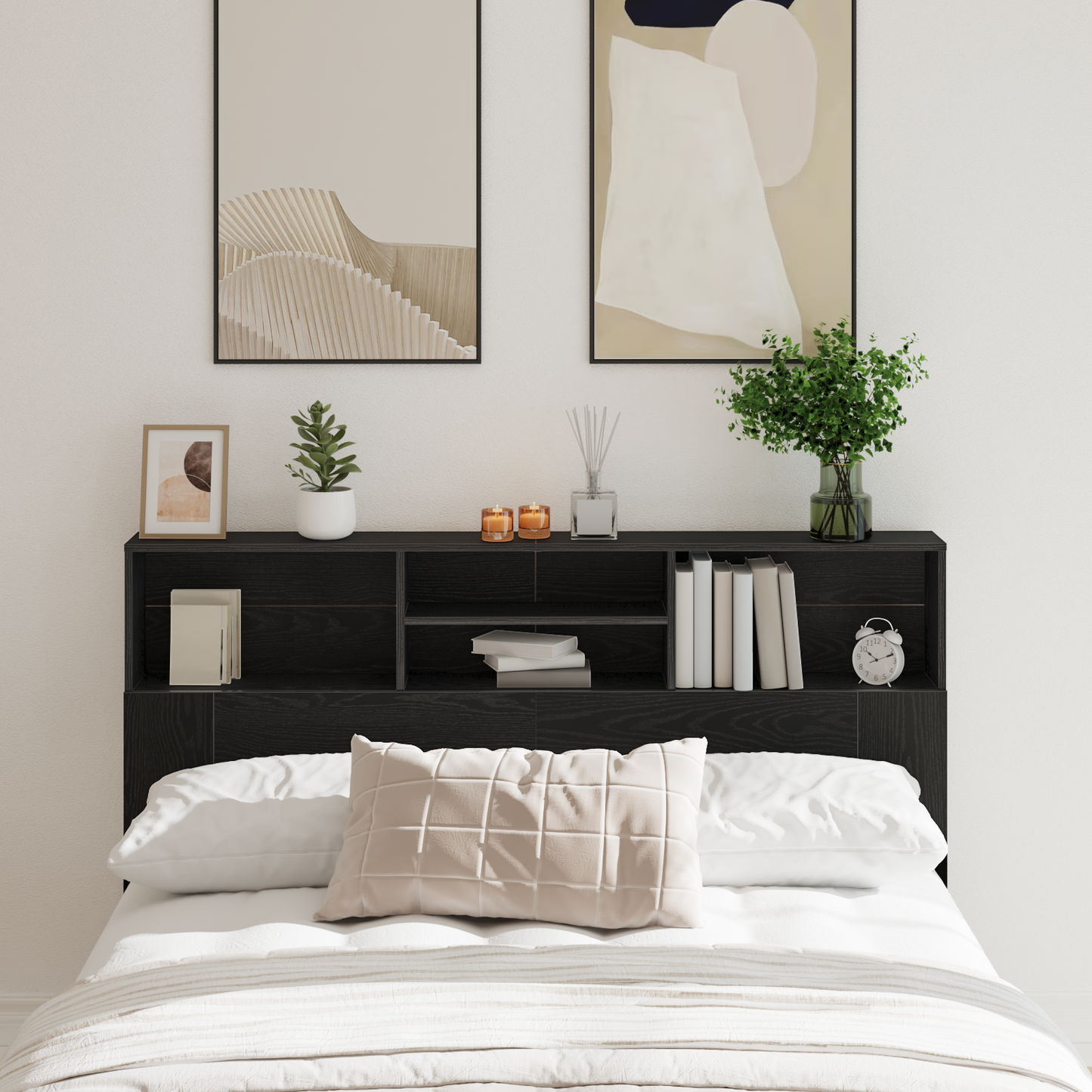 Headboard Cabinet Black Oak 160 x 19 x 103.5 cm Engineered Wood