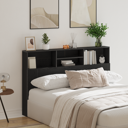 Headboard Cabinet Black Oak 160 x 19 x 103.5 cm Engineered Wood