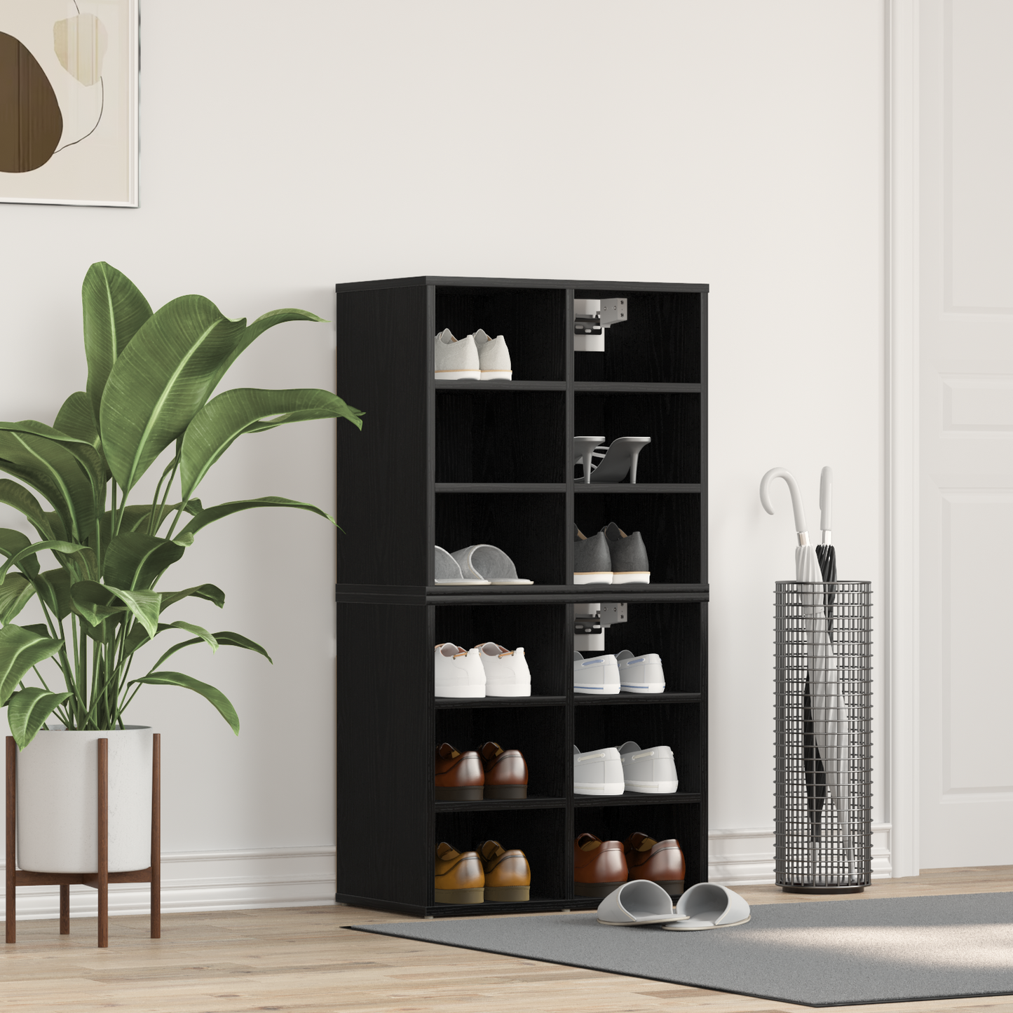 Shoe Cabinet 2 pcs Black Oak 52 x 30 x 50.5 cm Engineered Wood