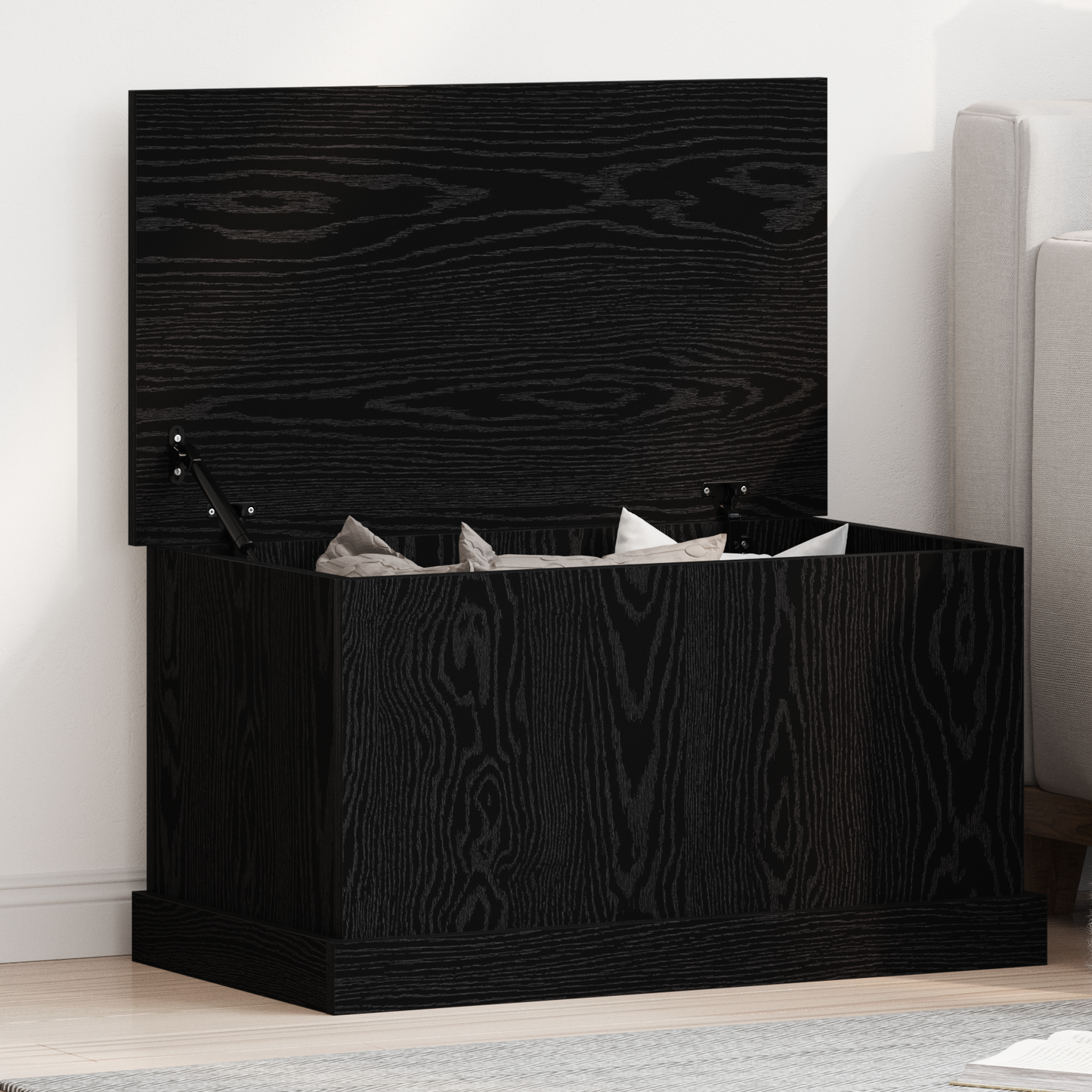 Storage Box Black oak 70 x 40 x 38 cm Engineered Wood