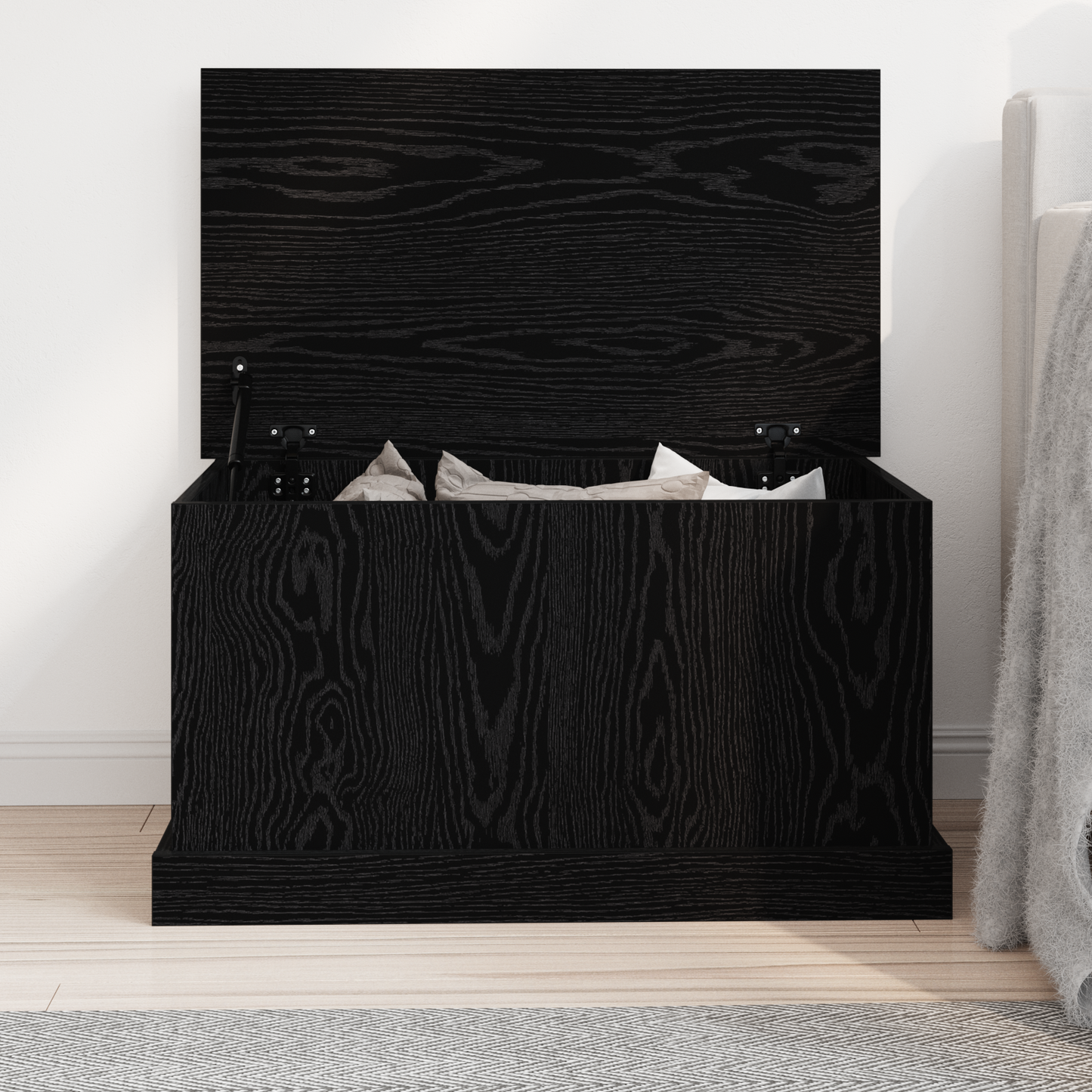 Storage Box Black oak 70 x 40 x 38 cm Engineered Wood