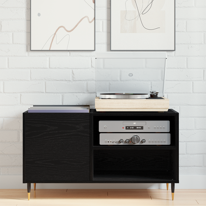 Record Cabinet Black Oak 85 x 38 x 48 cm Engineered Wood