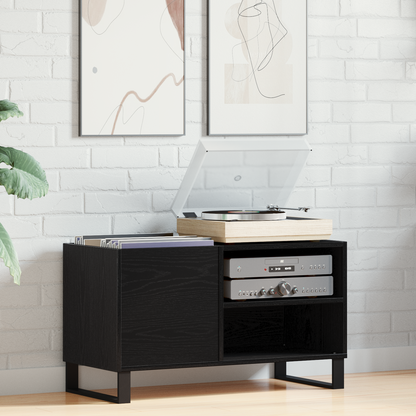 Record Cabinet Black Oak 85 x 38 x 48 cm Engineered Wood