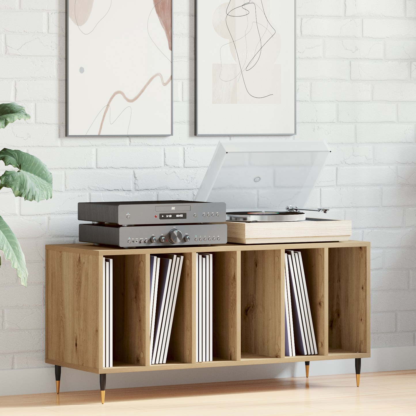 Record Cabinet Artisan oak 100 x 38 x 48 cm Engineered Wood