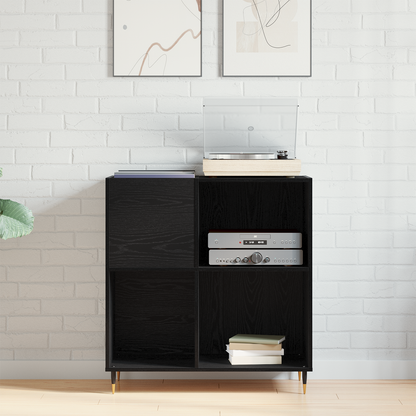 Record Cabinet Black Oak 85 x 38 x 89 cm Engineered Wood