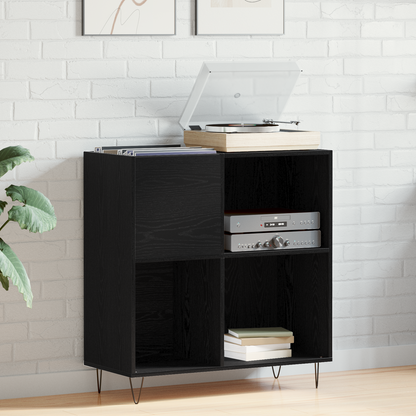 Record Cabinet Black Oak 85 x 38 x 89 cm Engineered Wood