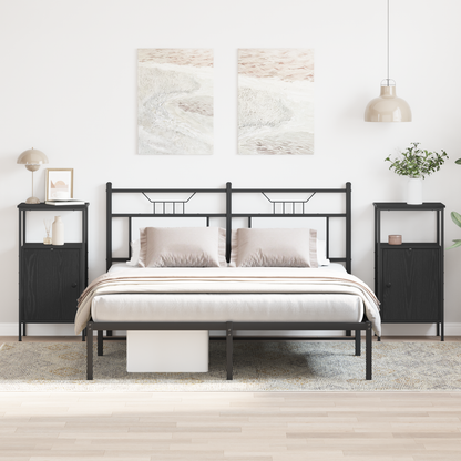 Bedside Cabinet 2 pcs Black Oak 41 x 31 x 80 cm Engineered Wood