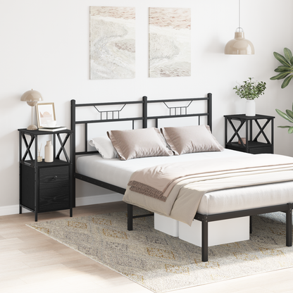 Bedside Cabinet with Drawer 2 pcs Black Oak 34 x 35.5 x 70 cm