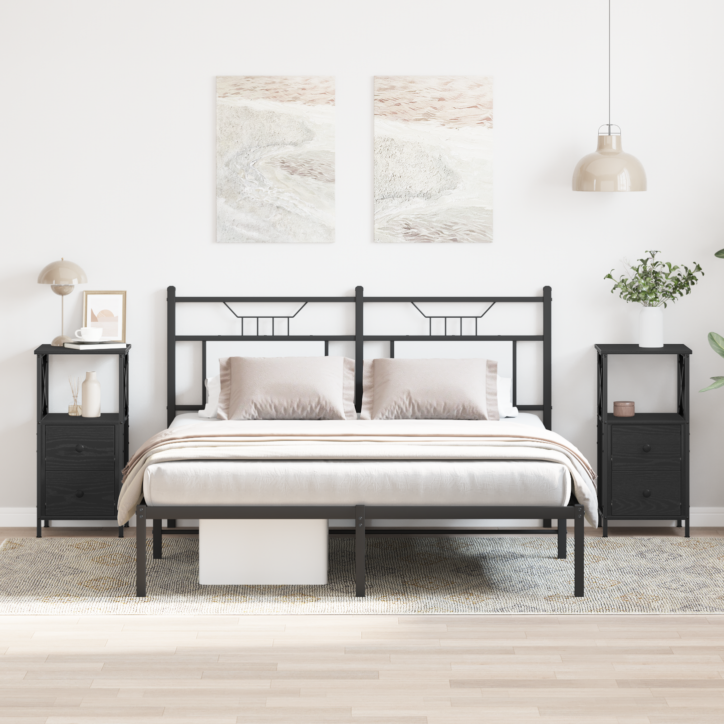 Bedside Cabinet with Drawer 2 pcs Black Oak 34 x 35.5 x 70 cm