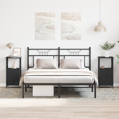 Bedside Cabinet with Drawer 2 pcs Black Oak 34 x 35.5 x 70 cm
