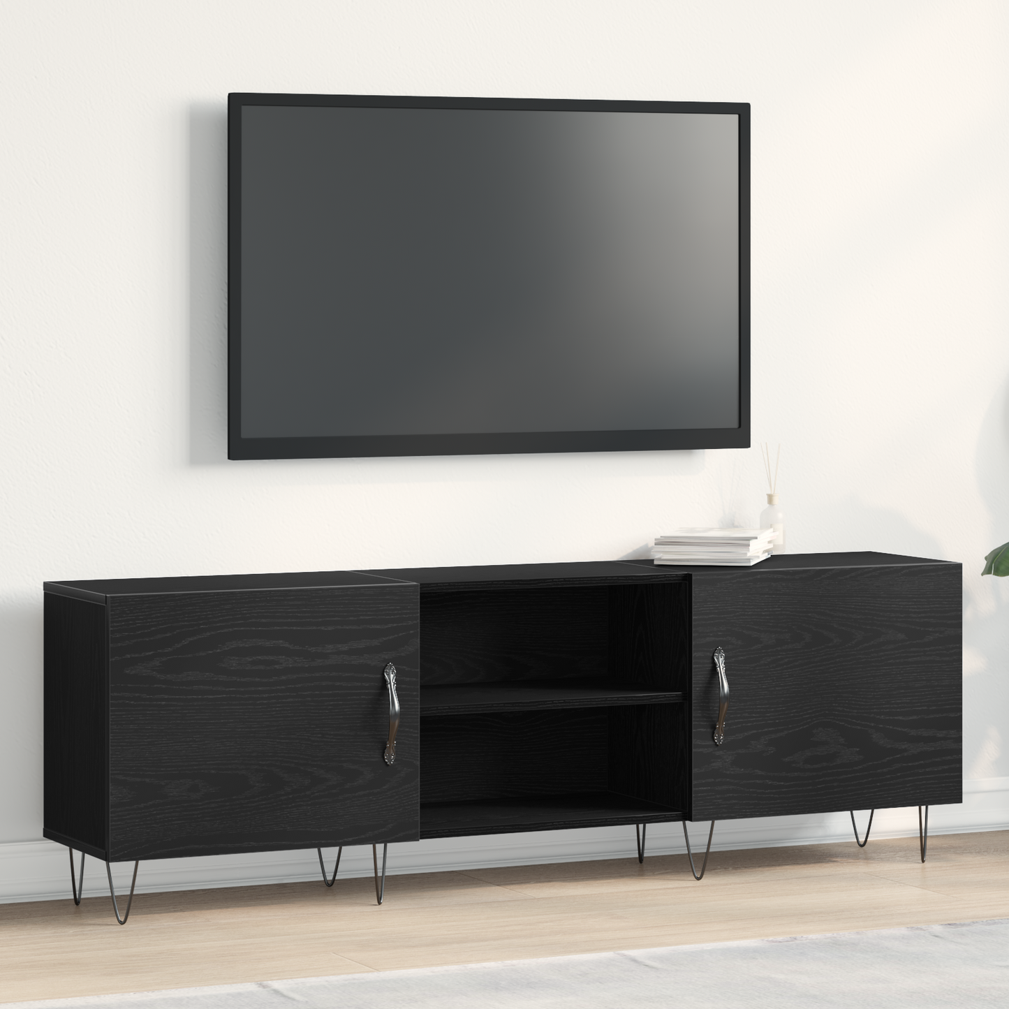 TV Cabinet Set Black Oak 150 x 30 x 50 cm Engineered Wood