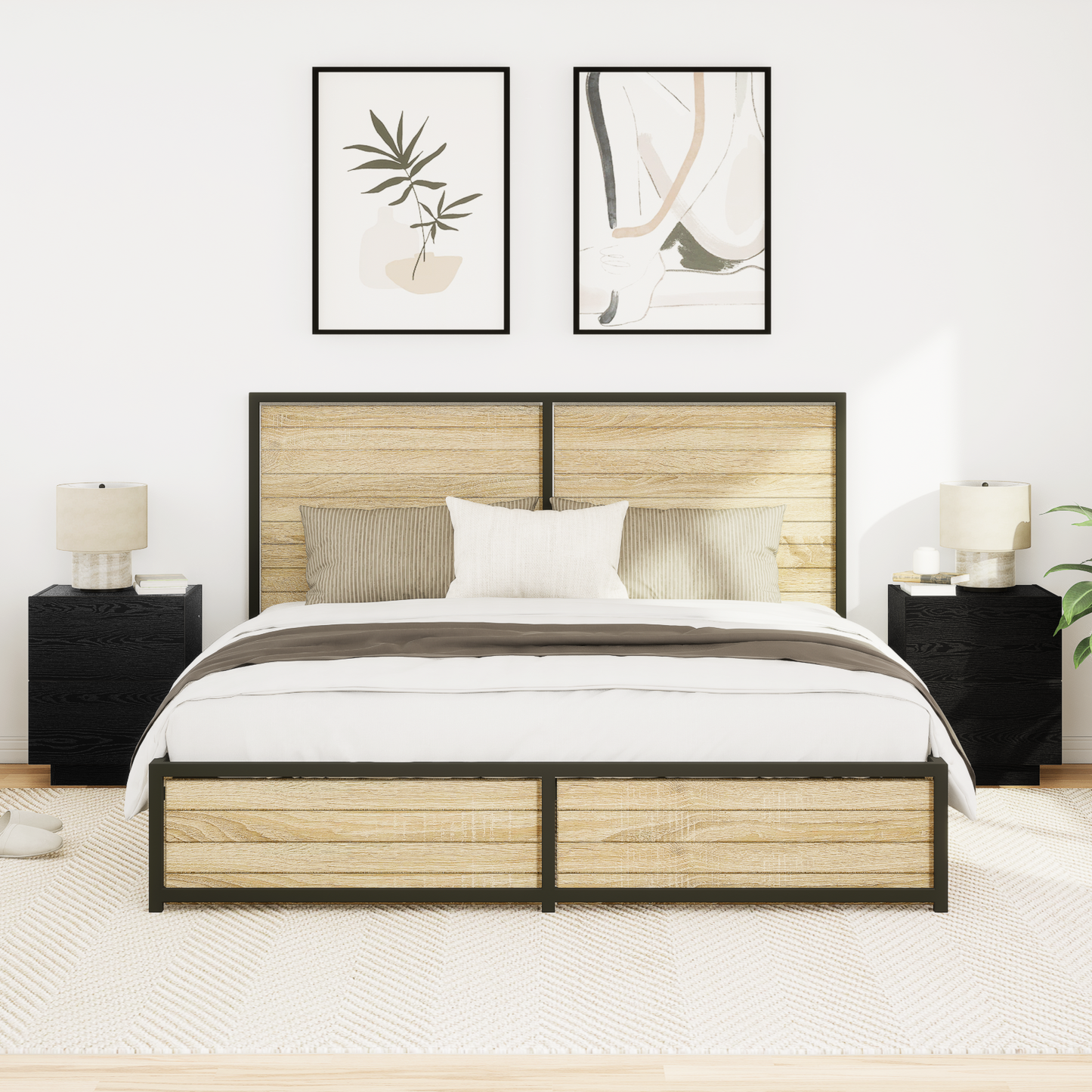 Bedside Cabinet 2 pcs Black Oak 45 x 40 x 55 cm Engineered Wood
