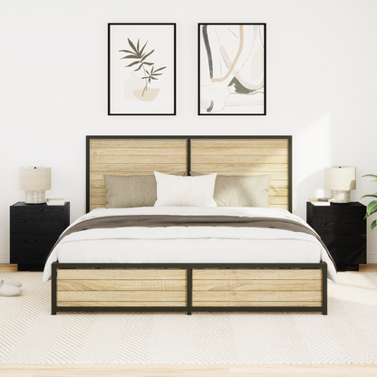 Bedside Cabinet 2 pcs Black Oak 45 x 40 x 55 cm Engineered Wood
