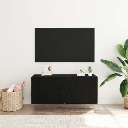 TV Cabinet Set Black Oak 100 x 30 x 41 cm Engineered Wood