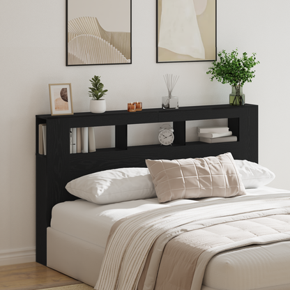 LED Headboard Black Oak 180 x 18.5 x 103.5 cm Engineered Wood