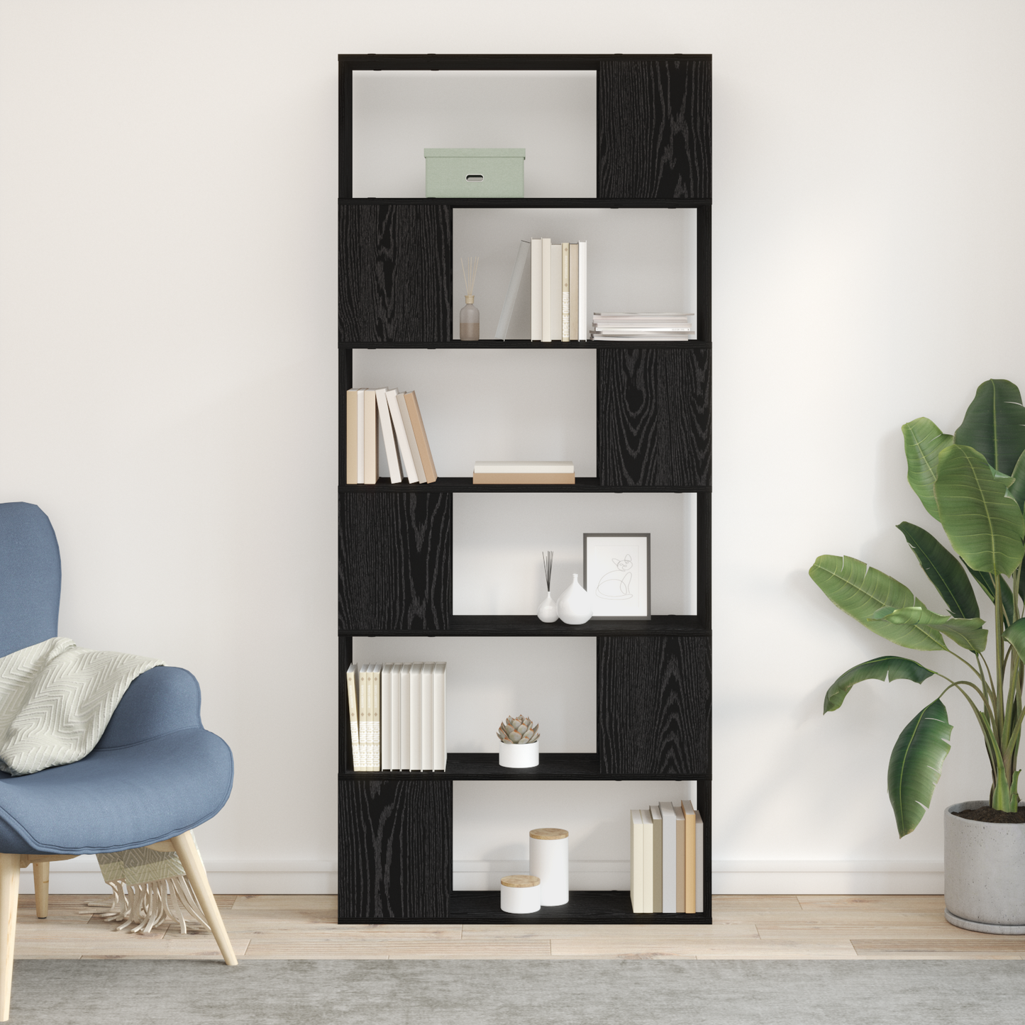 TV Cabinet Set Black 80 x 24 x 186 cm Engineered Wood