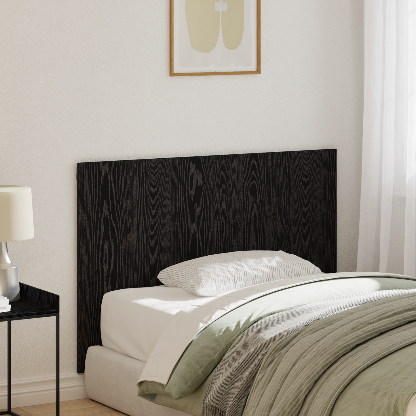 Bed Headboard Wall-mounted Black Oak Engineered Wood