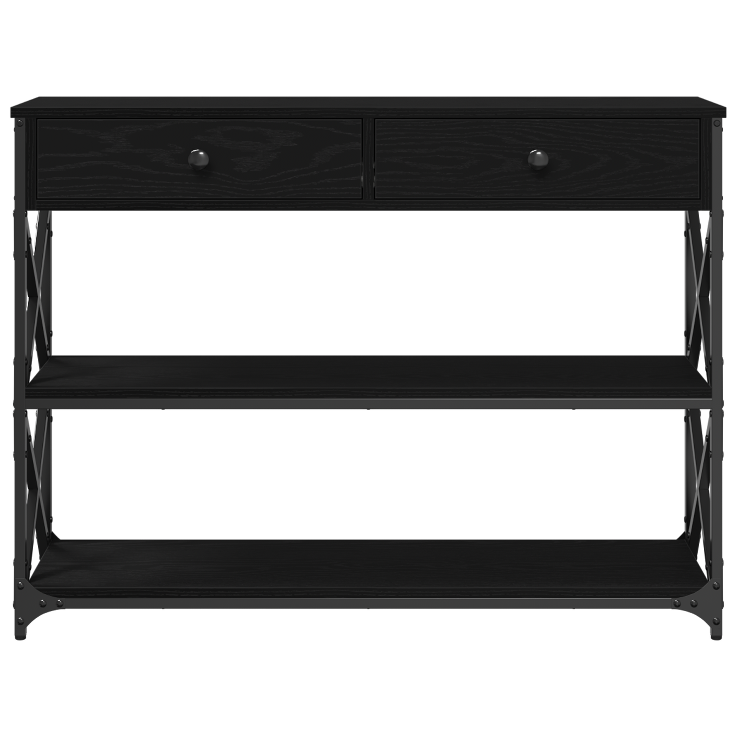 Console Table with Drawer with Shelf Black oak 100 x 28 x 75 cm