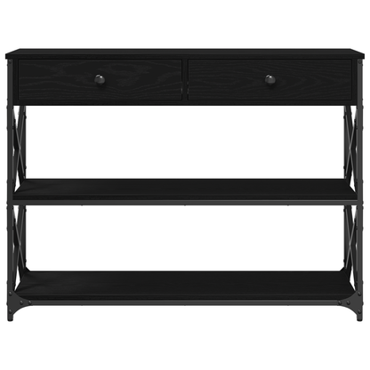 Console Table with Drawer with Shelf Black oak 100 x 28 x 75 cm